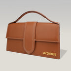 Jacquemus Le Bambino Borsa a Mano in Pelle Marrone con Logo Oro