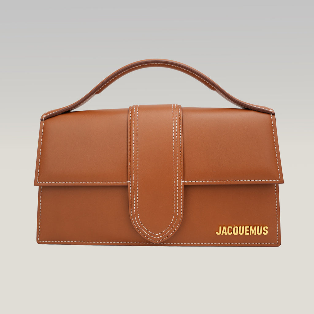 Jacquemus Le Bambino Borsa a Mano in Pelle Marrone con Logo Oro