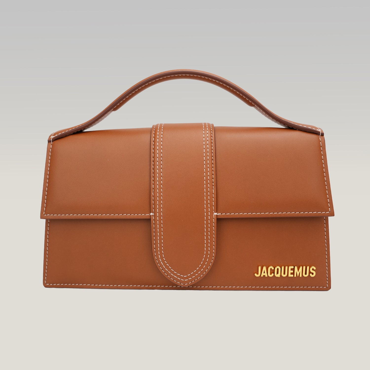 Jacquemus Le Bambino Borsa a Mano in Pelle Marrone con Logo Oro