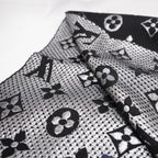 Louis Vuitton Sciarpa Mania Shine Nera e Argento in Lana e Seta con Motivo Monogram