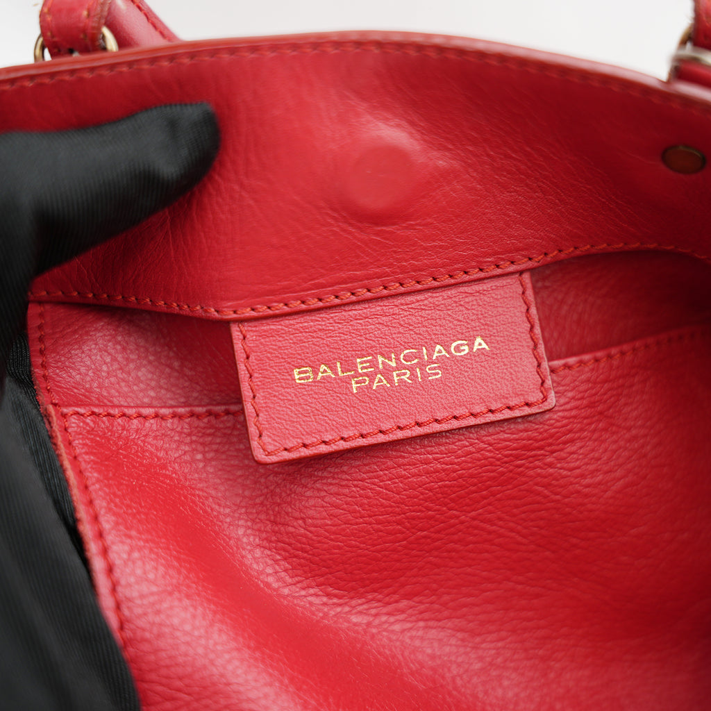 Balenciaga Borsa City in Pelle Rossa con Borchie Argento