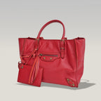 Balenciaga Borsa City in Pelle Rossa con Borchie Argento