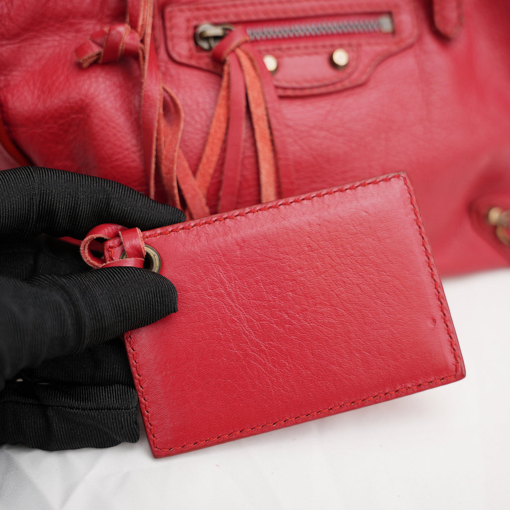 Balenciaga Borsa City in Pelle Rossa con Borchie Argento