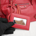 Balenciaga Borsa City in Pelle Rossa con Borchie Argento