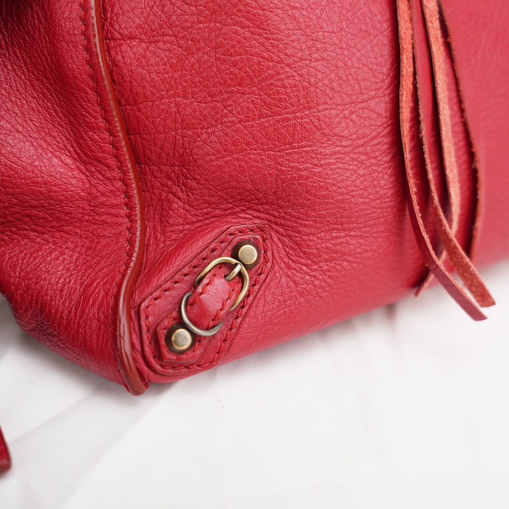 Balenciaga Borsa City in Pelle Rossa con Borchie Argento