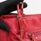 Balenciaga Borsa City in Pelle Rossa con Borchie Argento