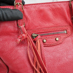 Balenciaga Borsa City in Pelle Rossa con Borchie Argento
