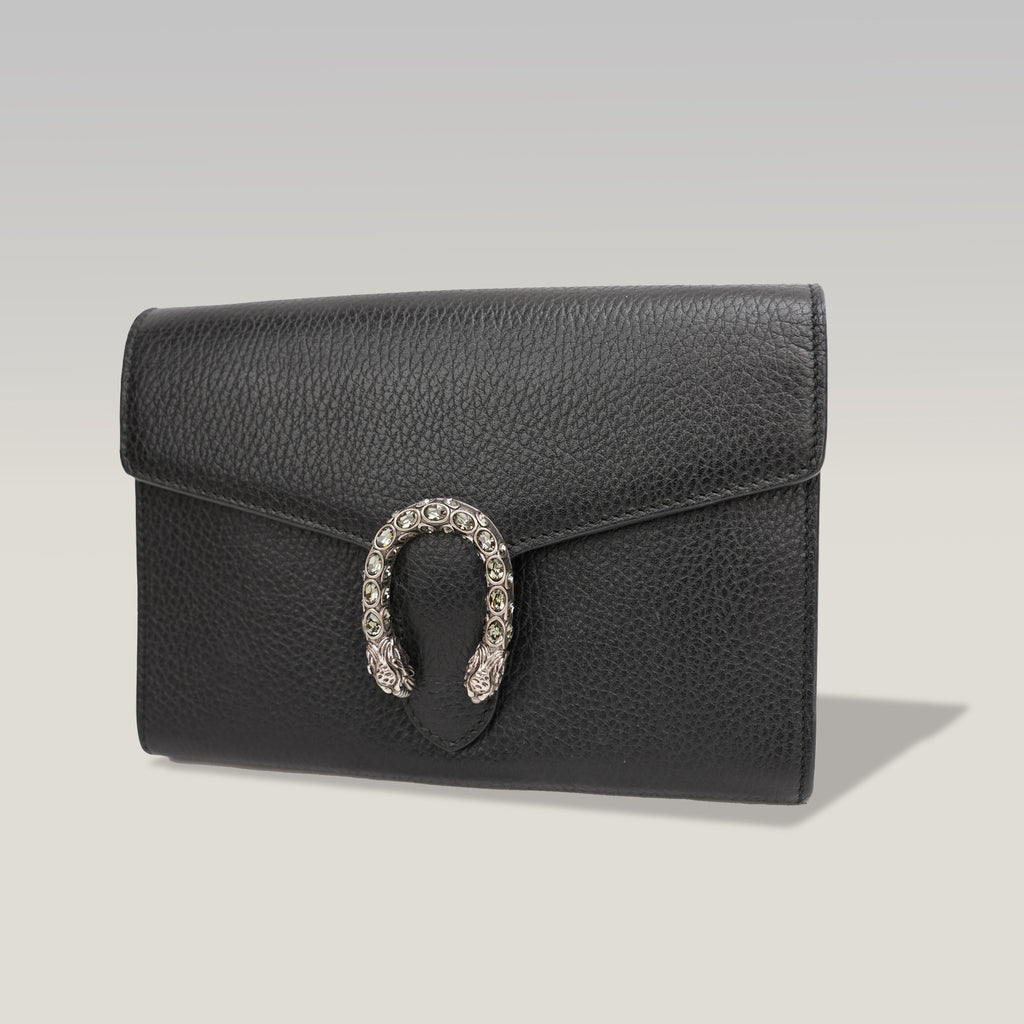 Gucci Dionysus Dollar Black Calfskin Chain Wallet