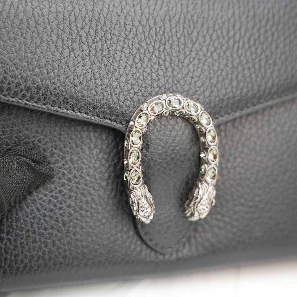 Gucci Dionysus Dollar Black Calfskin Chain Wallet