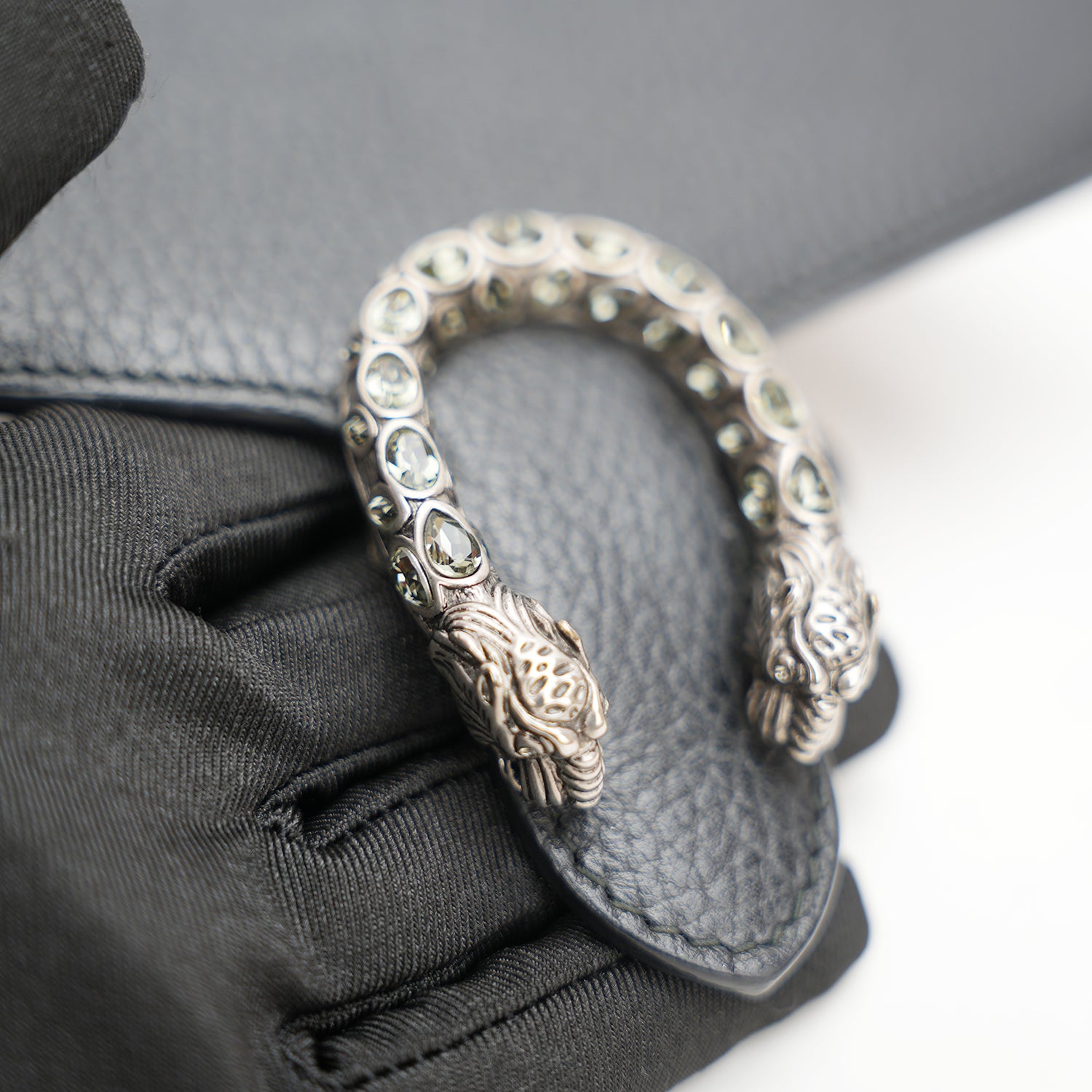 Gucci Dionysus Dollar Black Calfskin Chain Wallet
