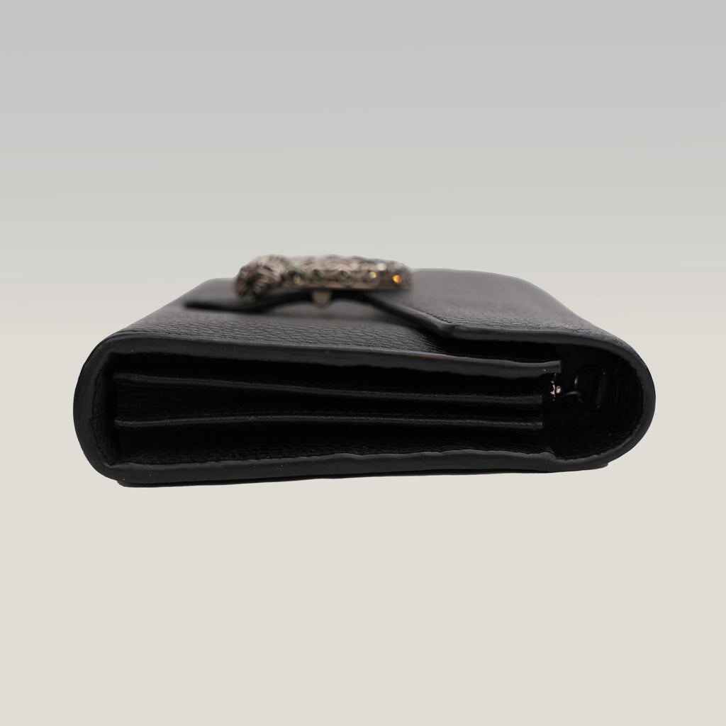 Gucci Dionysus Dollar Black Calfskin Chain Wallet