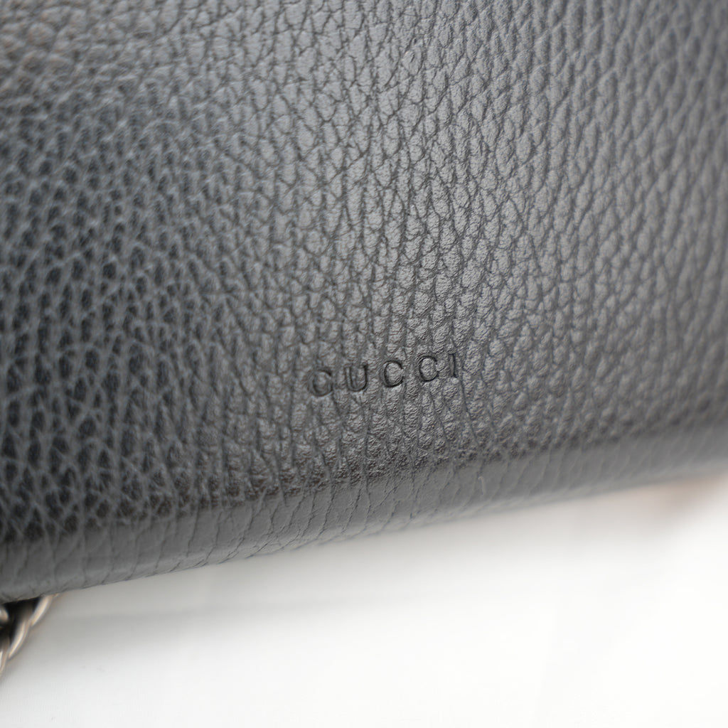 Gucci Dionysus Dollar Black Calfskin Chain Wallet