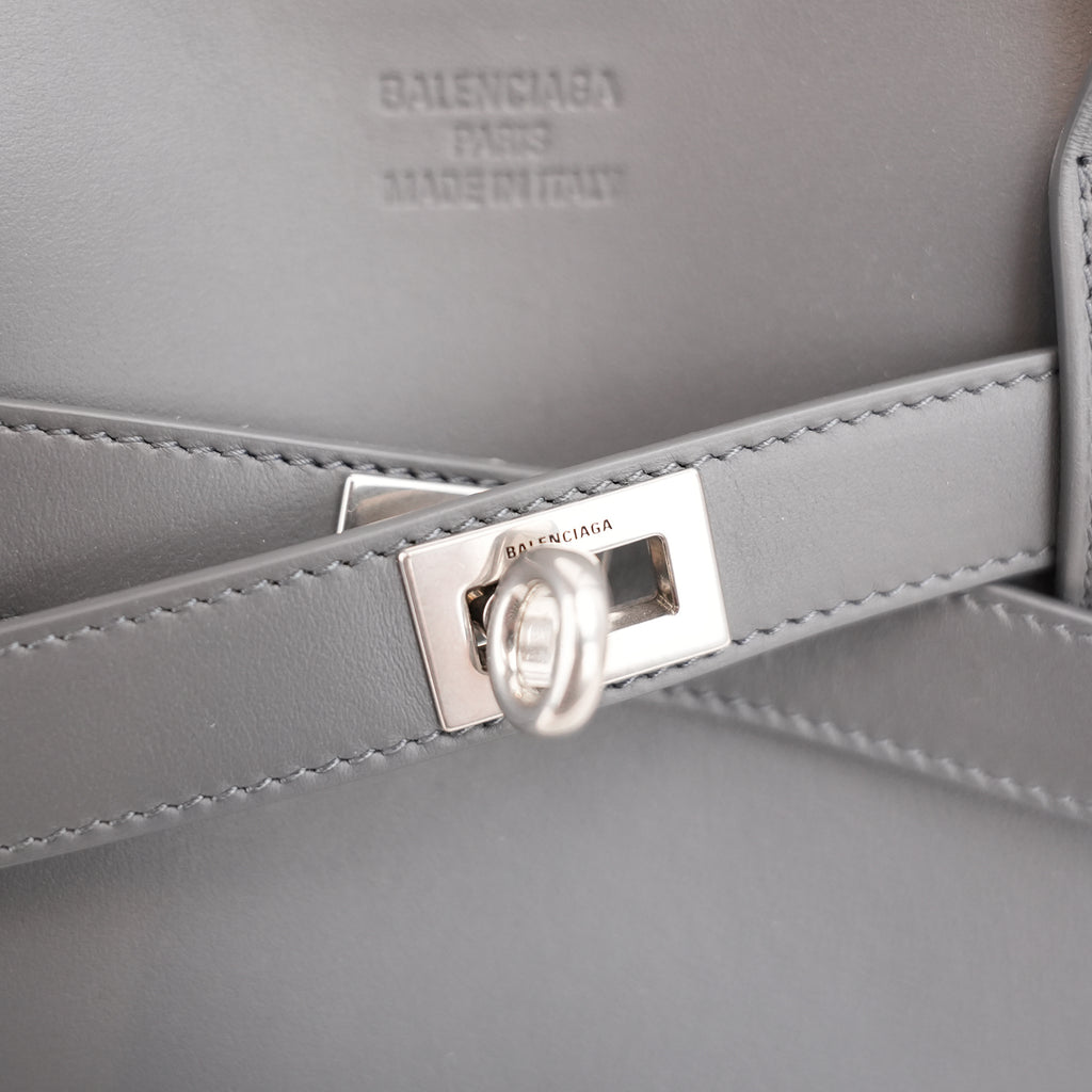 Balenciaga Bel Air Carry All Borsa Piccola in Pelle Grigia con Hardware Argento