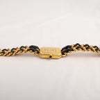 Chanel Première Orologio Nero e Oro con Bracciale a Catena in Pelle e Metallo Dorato