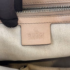 Gucci Boston 32 Vintage in Tela GG Marrone Ebano e Pelle Rosa Chiaro con Web Stripe