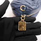 Miu Miu Mini Matelassé Dark Blue Leather Crossbody Bag with Gold Hardware