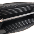 Dior Oblique Portafoglio Lungo Zip Around in Jacquard Beige e Blu con Finiture Nere