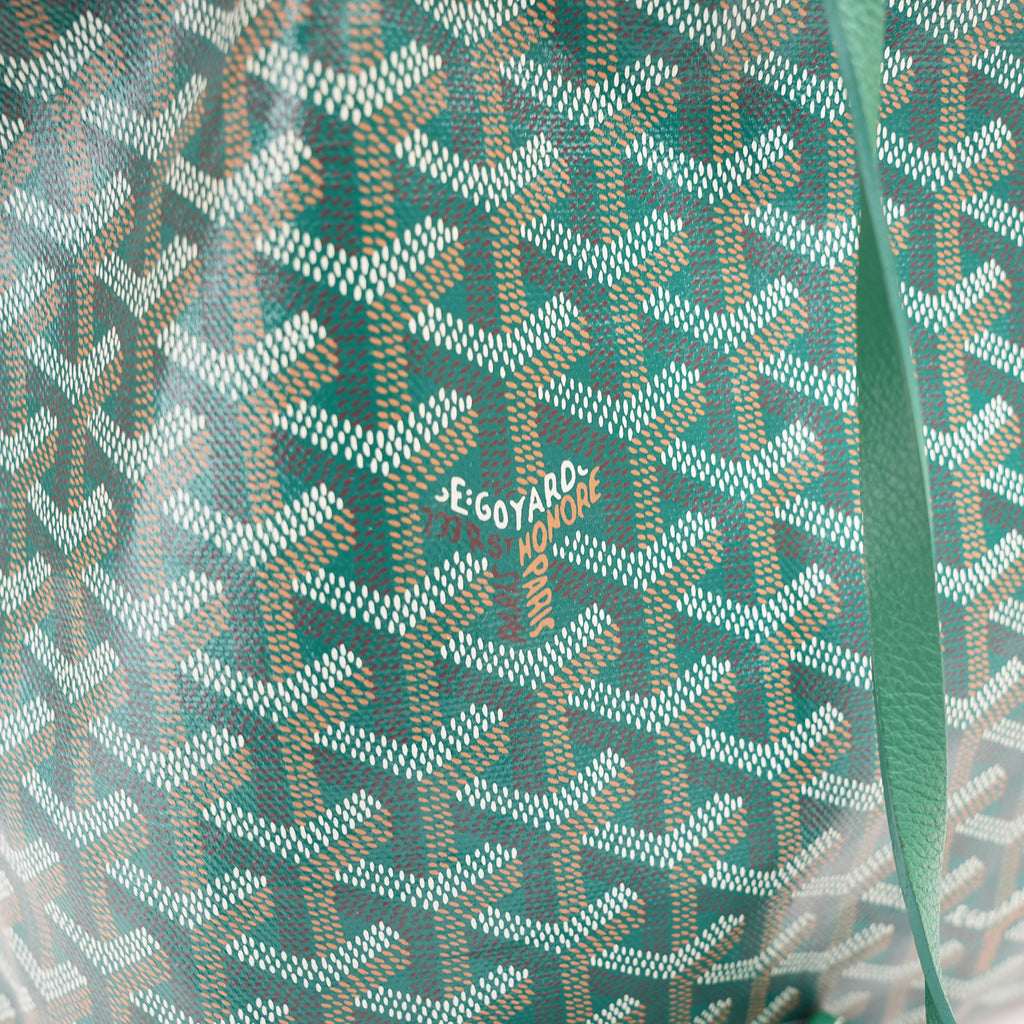 Goyard Saint Louis Tote Bag Verde in Tela Goyardine con Finiture in Pelle e Pochette Coordinata
