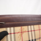 Burberry Vintage Nova Check Messenger Bag Beige Canvas & Brown Leather Crossbody Bag