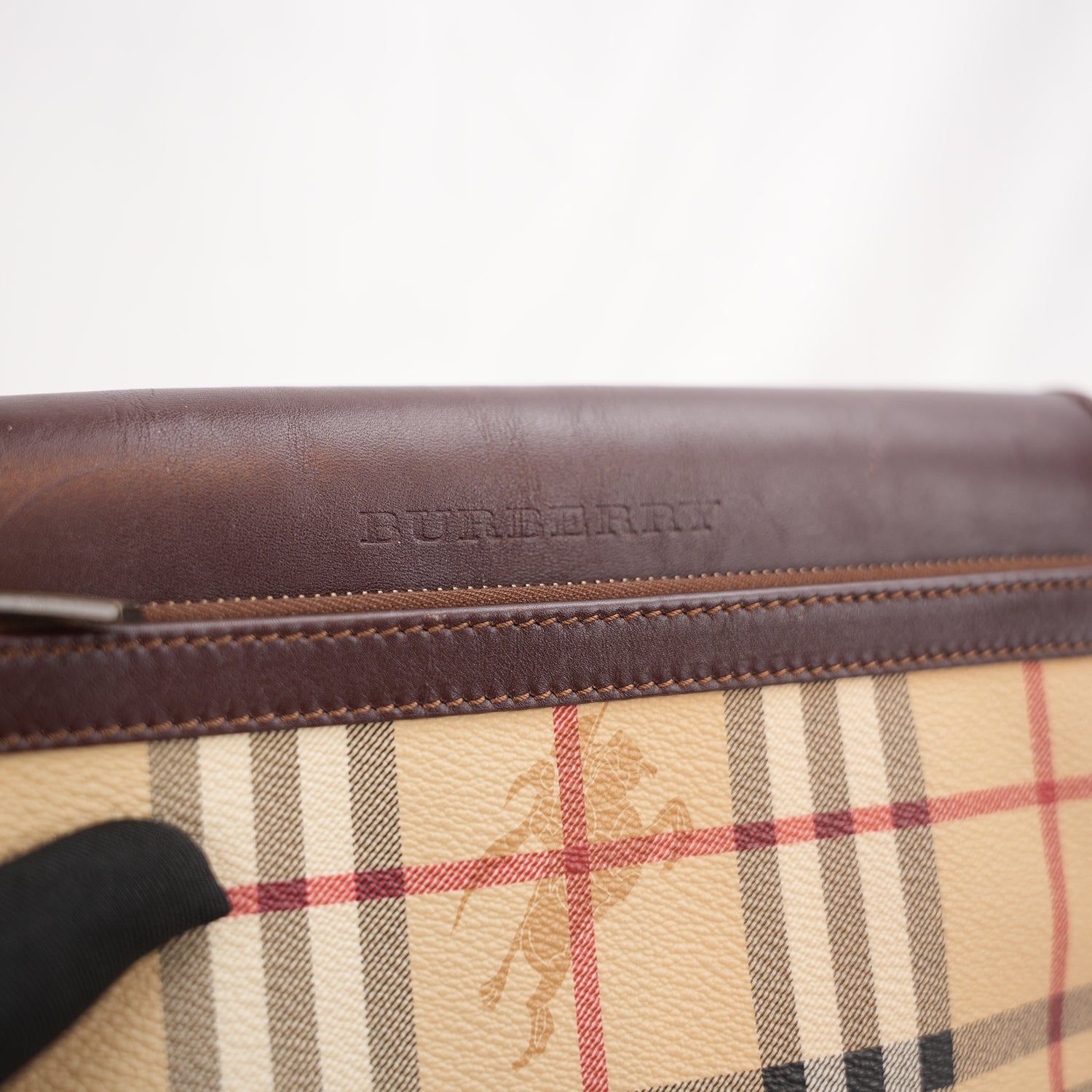 Burberry Vintage Nova Check Messenger Bag Beige Canvas & Brown Leather Crossbody Bag