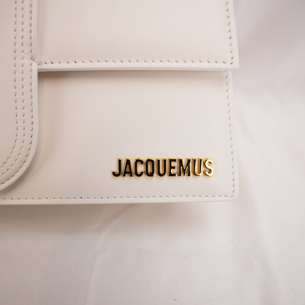 Jacquemus Borsa a Mano in Pelle Avorio con Logo Dorato