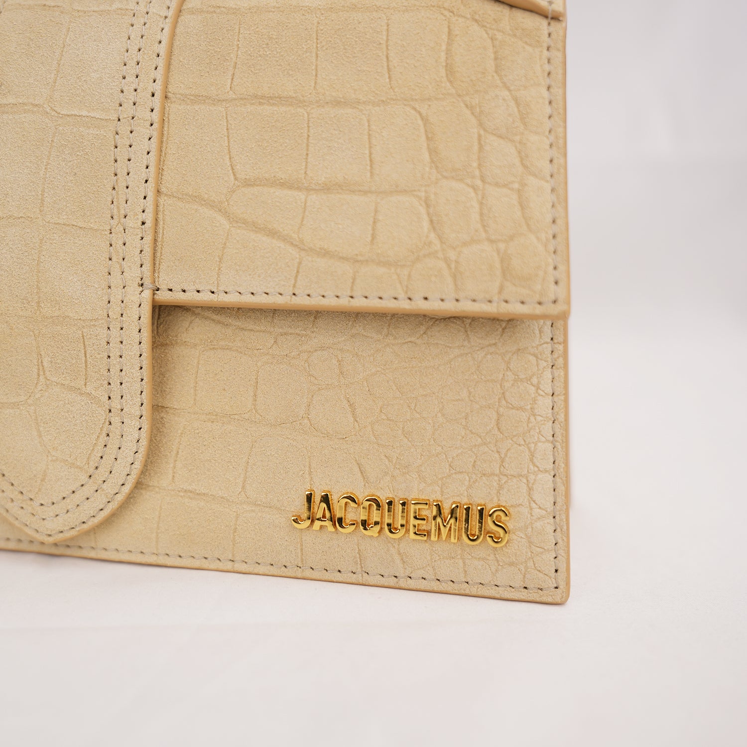 Jacquemus Large Le Bambino Croc Embossed Leather Tote Bag Beige