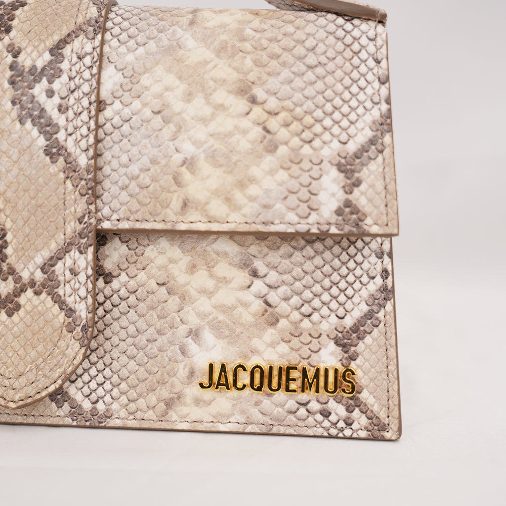 Jacquemus Le Grand Bambino Python Embossed Leather Medium Crossbody Bag Beige
