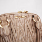 Miu Miu Matelassé Pink Beige Leather Small Handbag Gold Hardware Vintage Style