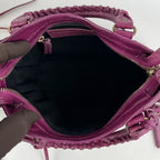 Borsa Balenciaga Classic City Mini Fucsia in Pelle Traforata con Specchietto