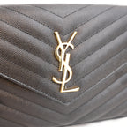 Pochette Saint Laurent Monogram Nera in Pelle Matelassé Chevron con Logo YSL Dorato