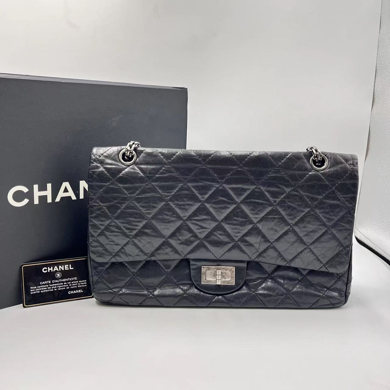 Chanel 2.55 nero misura extra large