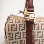 Fendi Zucchino Boston Bag Vintage in Tela Monogram e Pelle Marrone