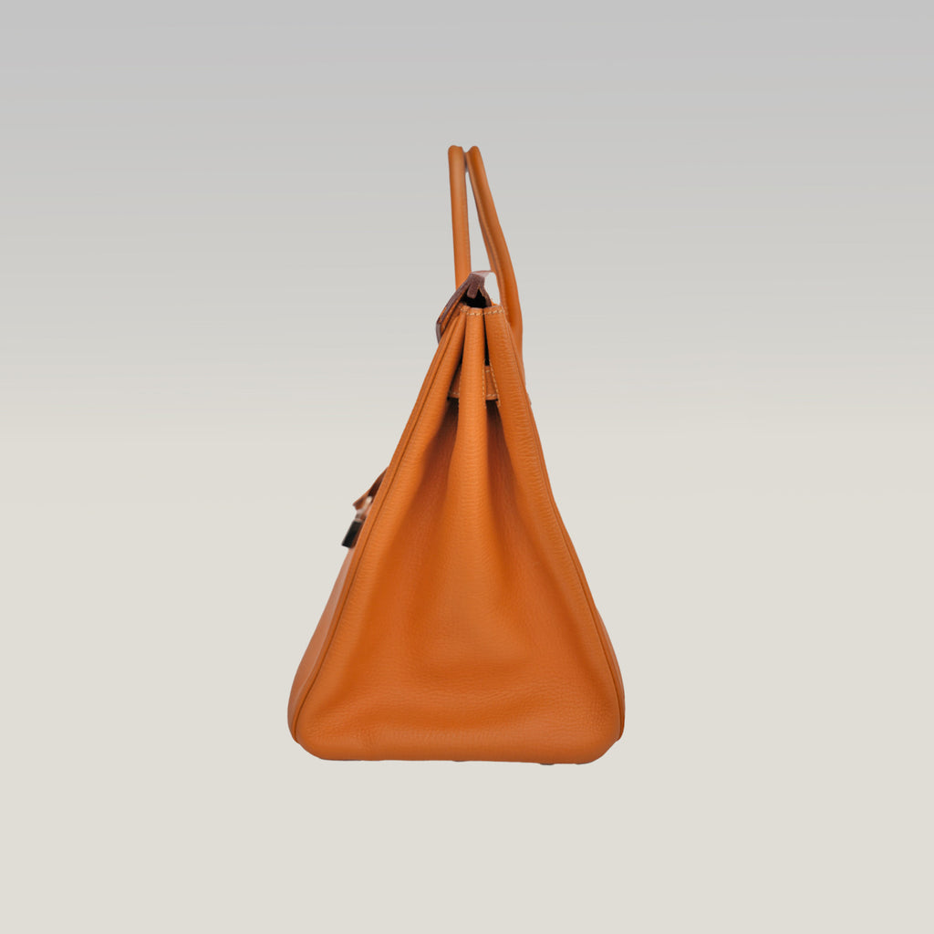 Hermès Birkin 35 color Gold con ferramenta argentata – borsa a mano