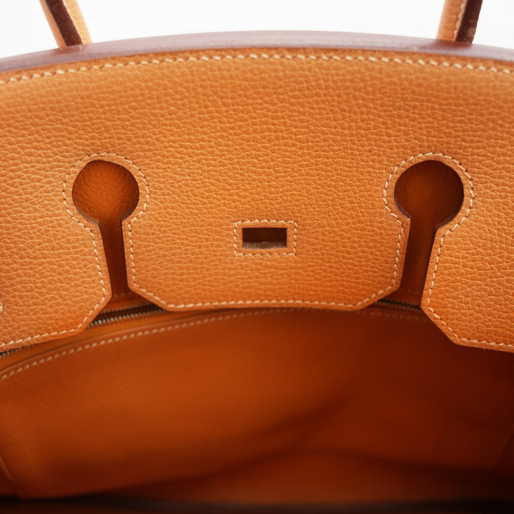 Hermès Birkin 35 color Gold con ferramenta argentata – borsa a mano