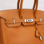 Hermès Birkin 35 color Gold con ferramenta argentata – borsa a mano