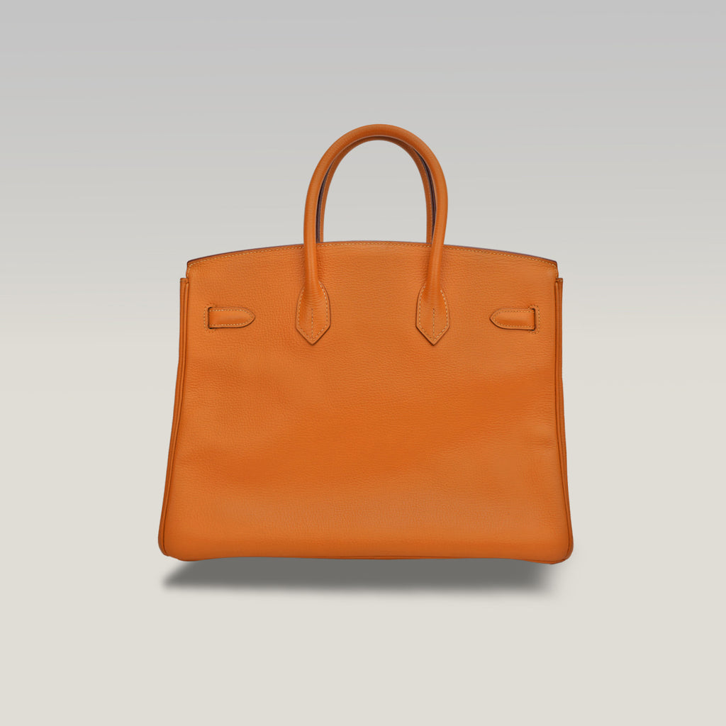 Hermès Birkin 35 color Gold con ferramenta argentata – borsa a mano