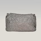 Chanel borsa vintage in pelle trapuntata argento con logo CC