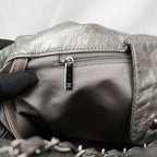 Chanel borsa vintage in pelle trapuntata argento con logo CC