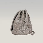 Chanel borsa vintage in pelle trapuntata argento con logo CC