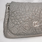 Chanel borsa vintage in pelle trapuntata argento con logo CC
