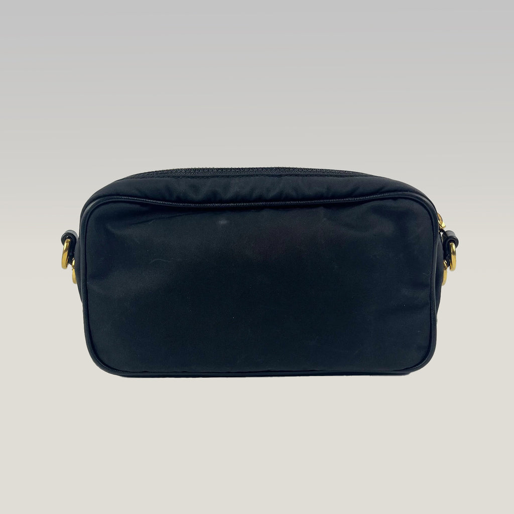 Prada Black Nylon Shoulder Bag Mini Bag with Leather Details