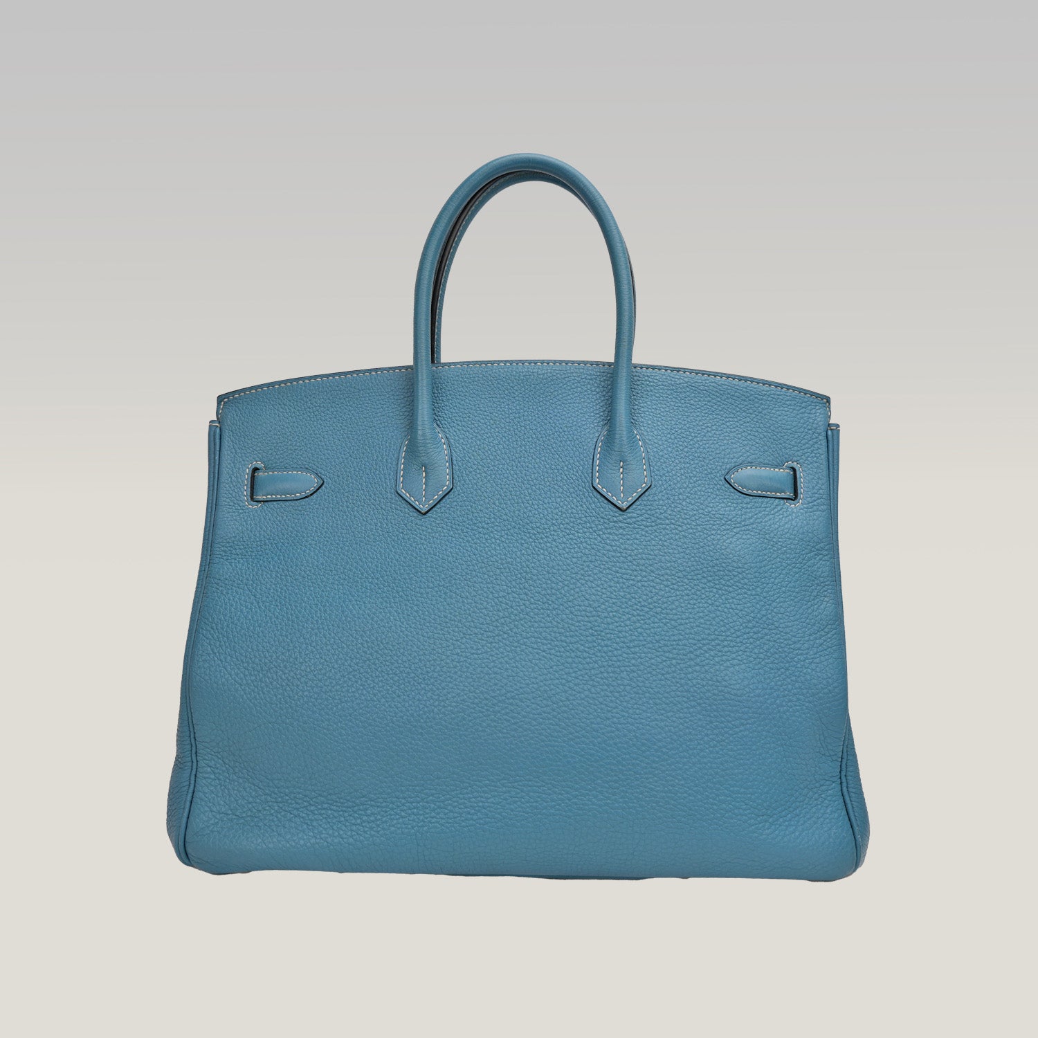 Hermès Birkin 35 Togo Blu Jean – Hardware Argento