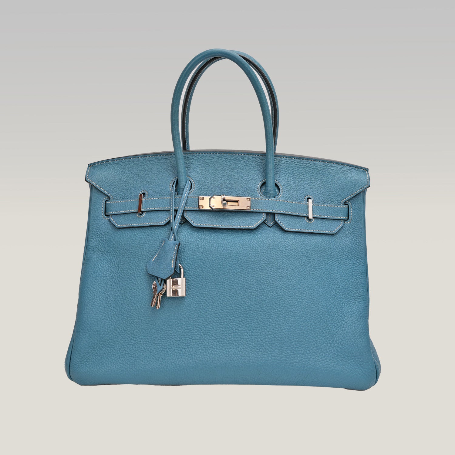 Hermès Birkin 35 Togo Blu Jean – Hardware Argento