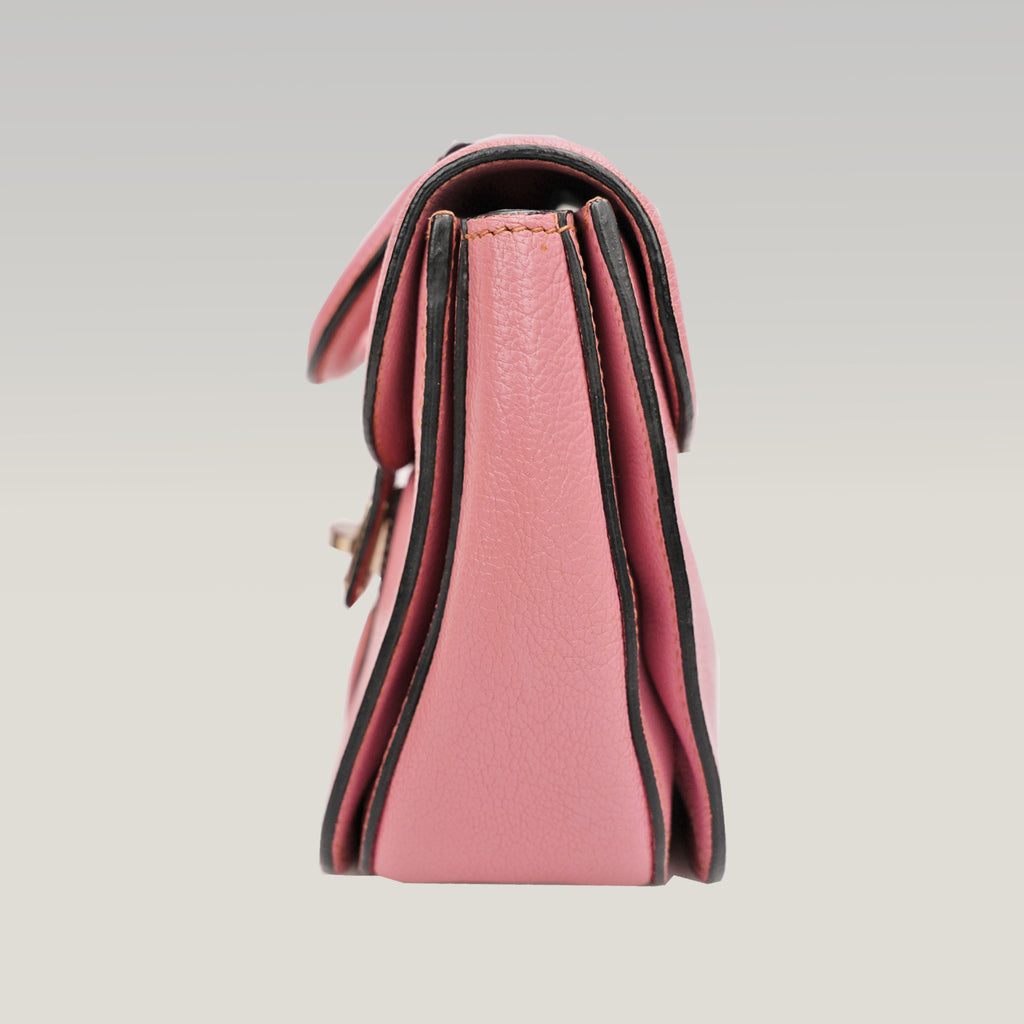 Miu Miu Pink Leather Shoulder Bag Crossbody Bag with Turn-Lock Closure