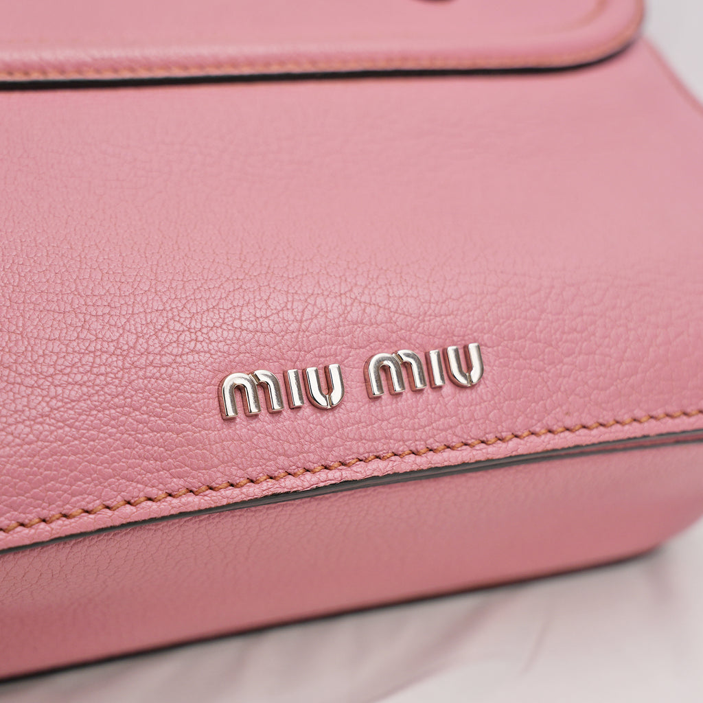 Miu Miu Pink Leather Shoulder Bag Crossbody Bag with Turn-Lock Closure