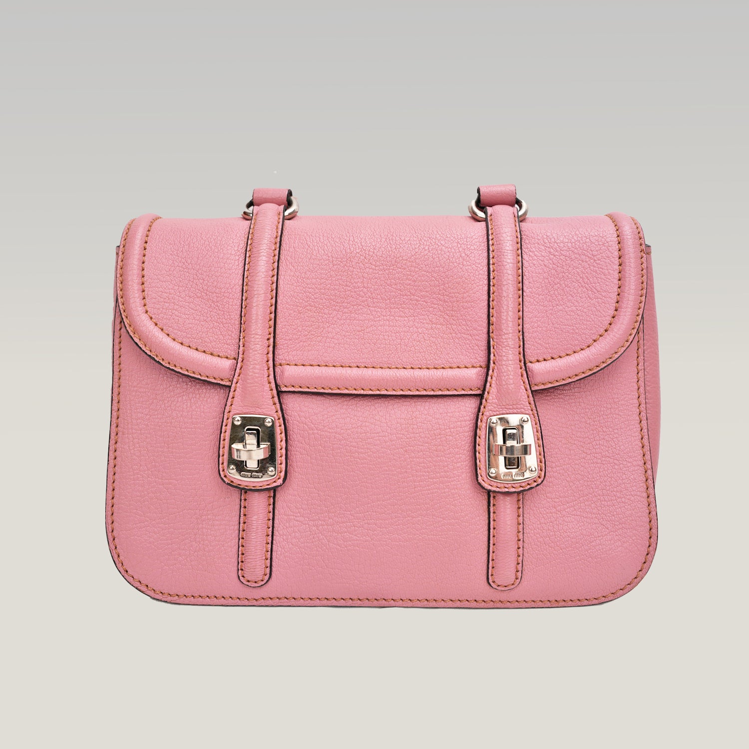 Miu Miu Pink Leather Shoulder Bag Crossbody Bag with Turn-Lock Closure