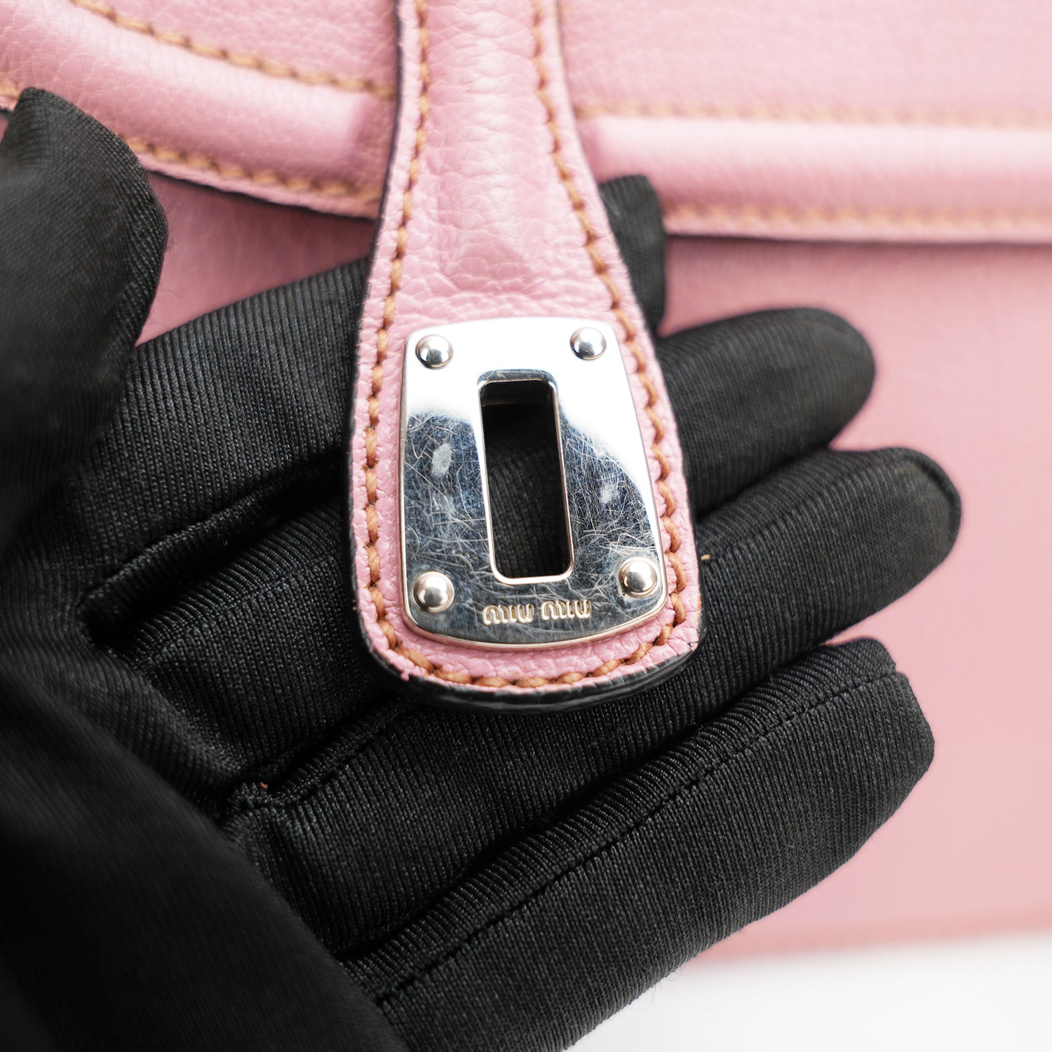 Miu Miu Pink Leather Shoulder Bag Crossbody Bag with Turn-Lock Closure