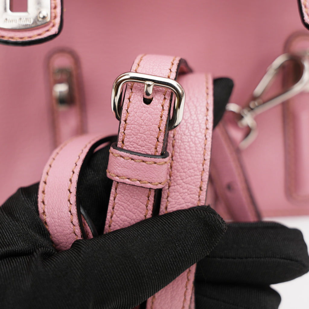 Miu Miu Pink Leather Shoulder Bag Crossbody Bag with Turn-Lock Closure