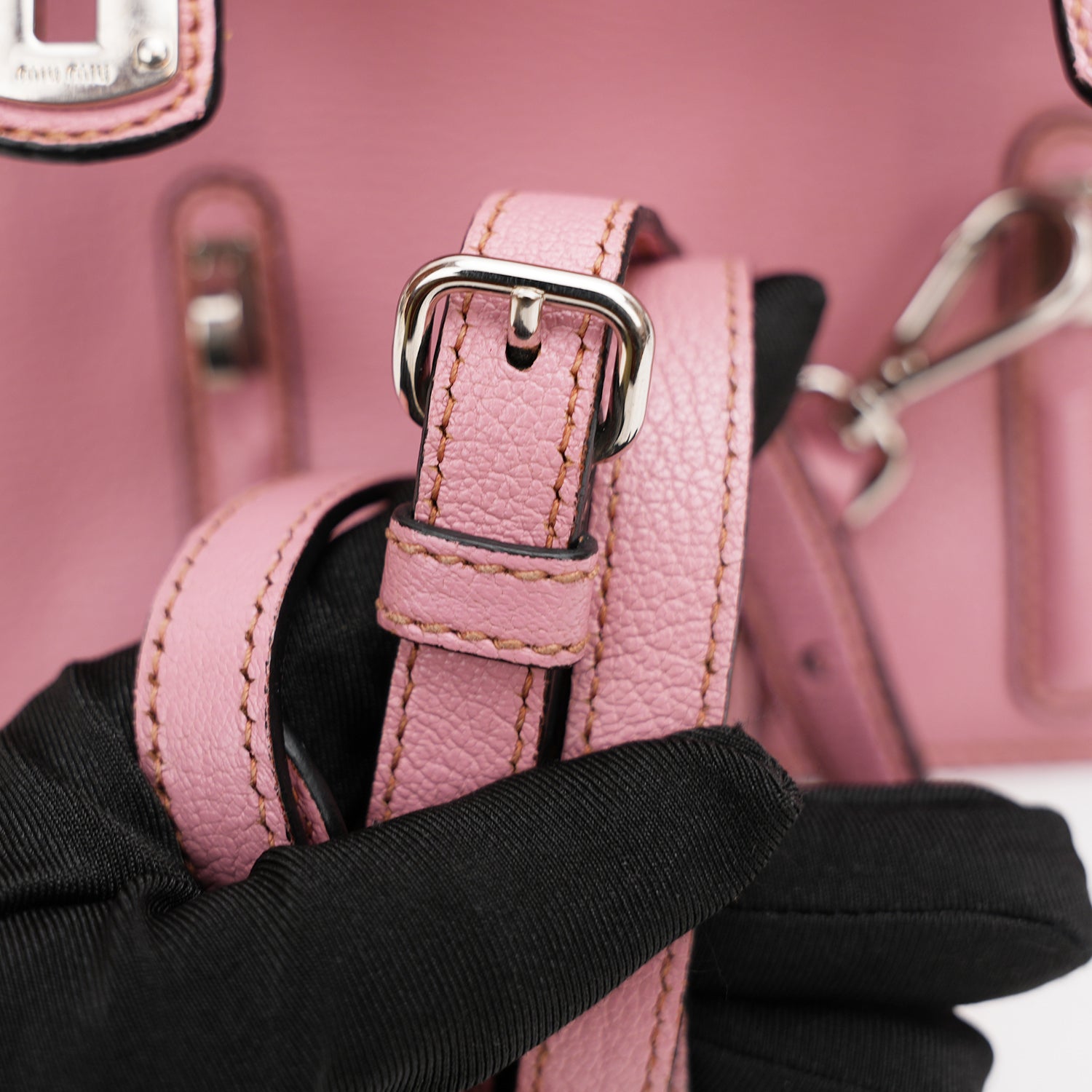 Miu Miu Pink Leather Shoulder Bag Crossbody Bag with Turn-Lock Closure