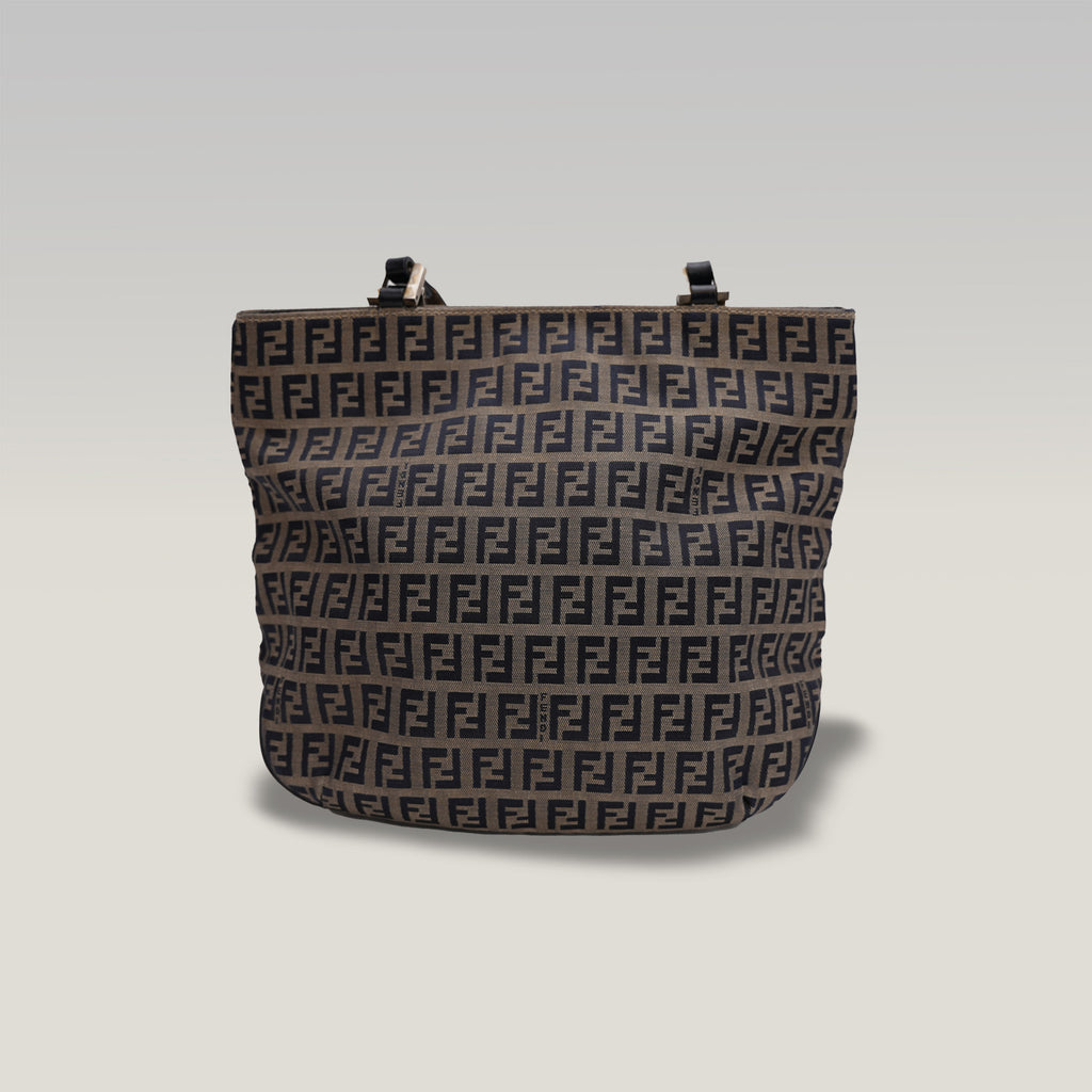 Fendi FF – borsa a mano in tela monogram con hardware argento